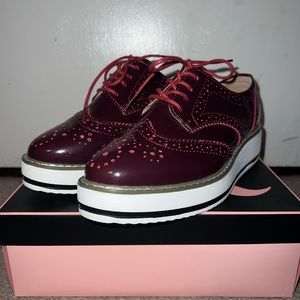 Burgundy Platform loafers/shoes